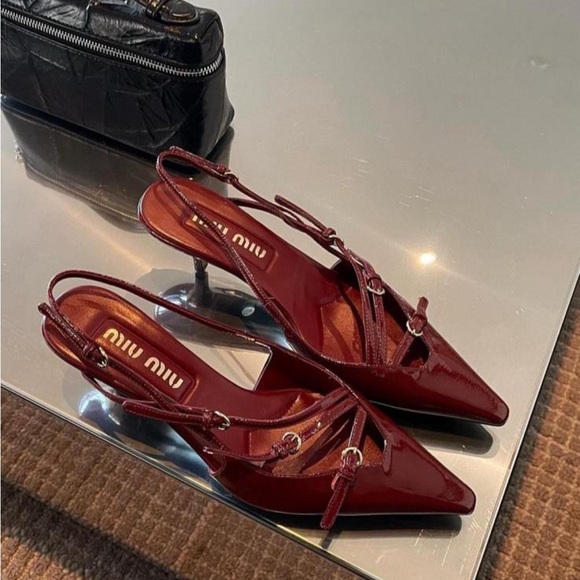 Miu Miu Shoes - miu miu dark red patent leather kitten heel